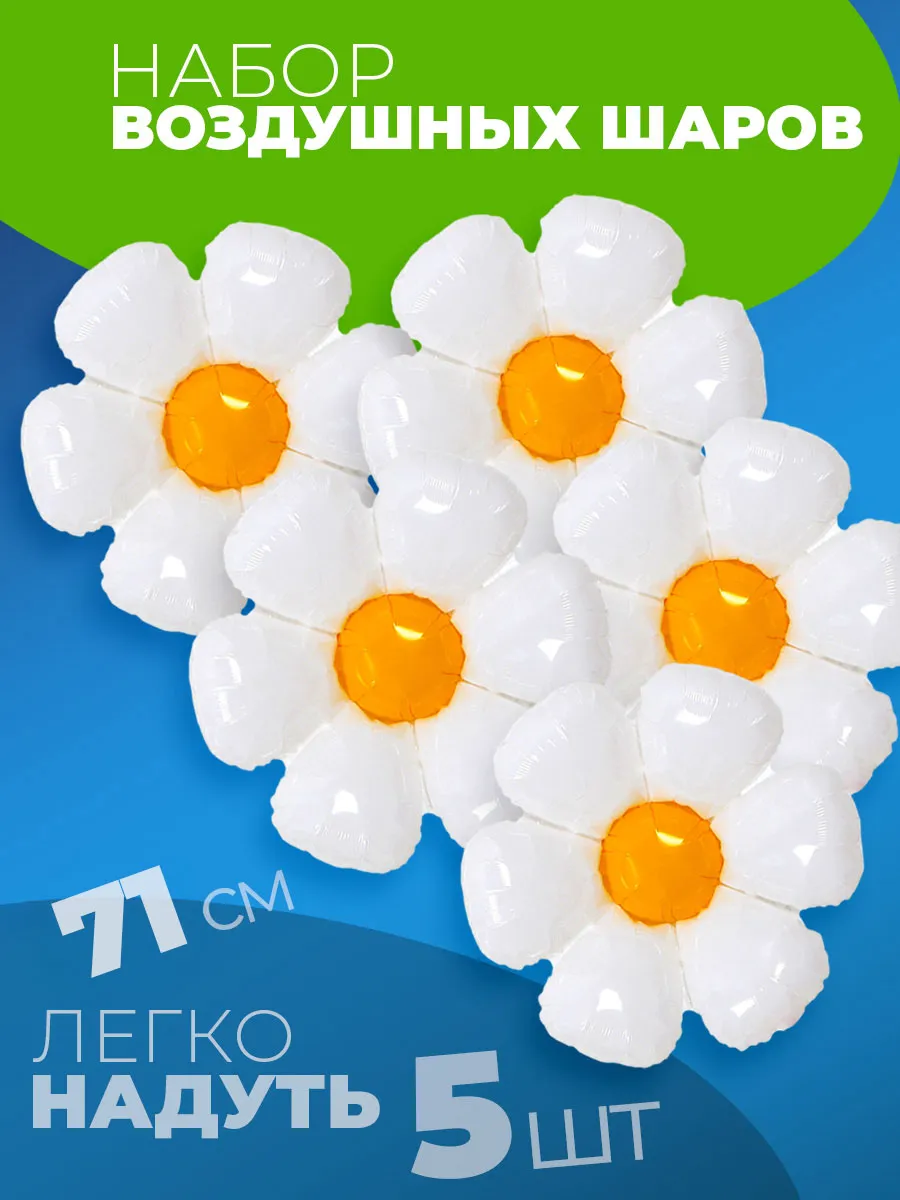 Воздушный шар Ромашка 5 штук фотозона