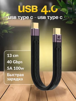 Провод зарядки USB Type C USB Type C, 13 cm, 5А 100w, USB 4