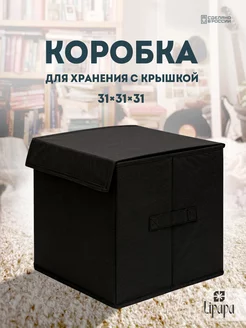 Чёрная коробка для хранения с крышкой 31*31*31