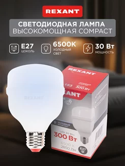 Лампочка светодиодная 30Вт 6500К E27 с переходником E40