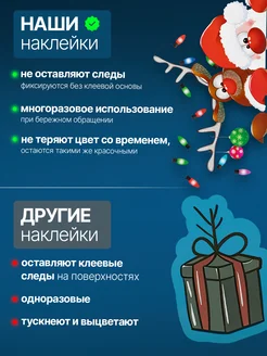 Наклейки новогодние на окно олень и Санта 2025