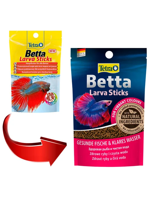 TETRA Корм для рыбок петушков Betta LarvaSticks мотыль 100 мл, 5 г, фото 2