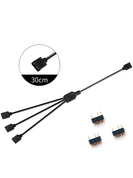 Разветвитель A-RGB 5v3pin 1 в 3, черный, фото 2