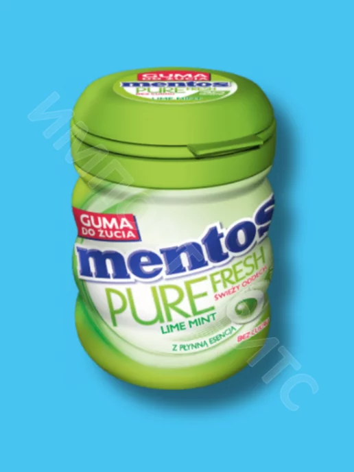 Mentos Жевательная резинка Ментос Pure Fresh Лайм Мята 60г, 60 г, фото 2