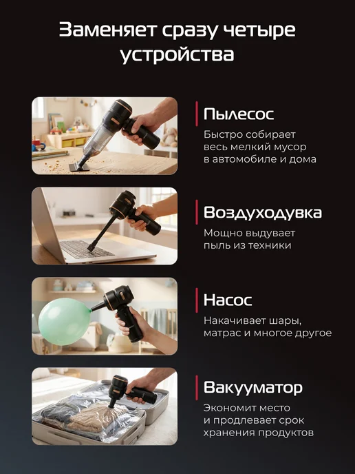 MOUV Пылесос для автомобиля беспроводной мощный, вариант, фото 5