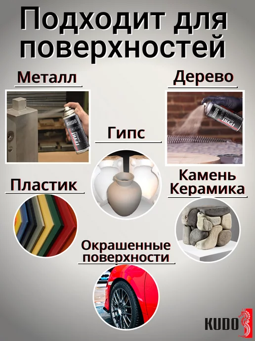 KUDO Грунт универсальный акриловый коричневый аэрозольный баллон, коричневый, фото 2
