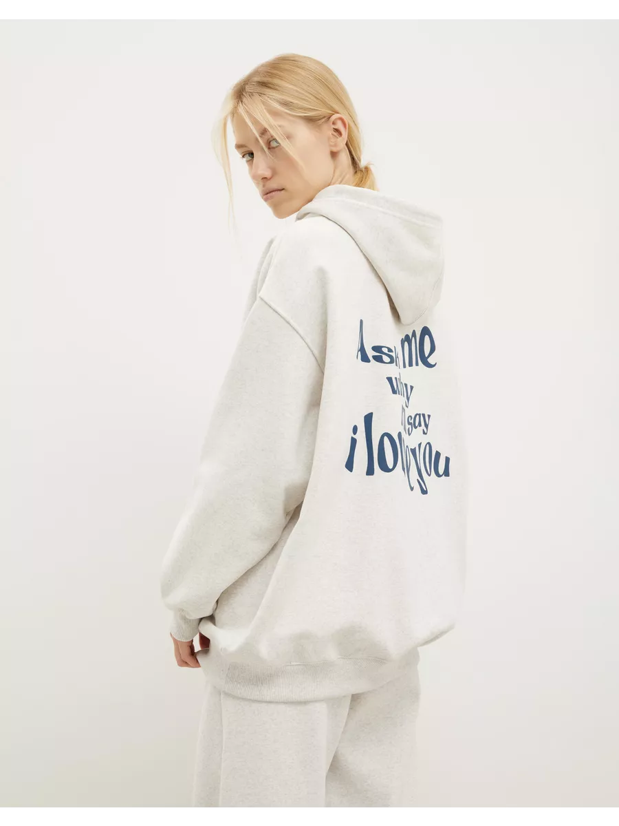 Серое худи superoversize с...