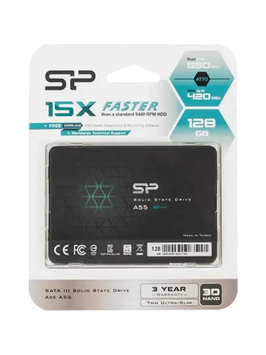 SSD диск SP128GBSS3A55S25, 128 ГБ SATA