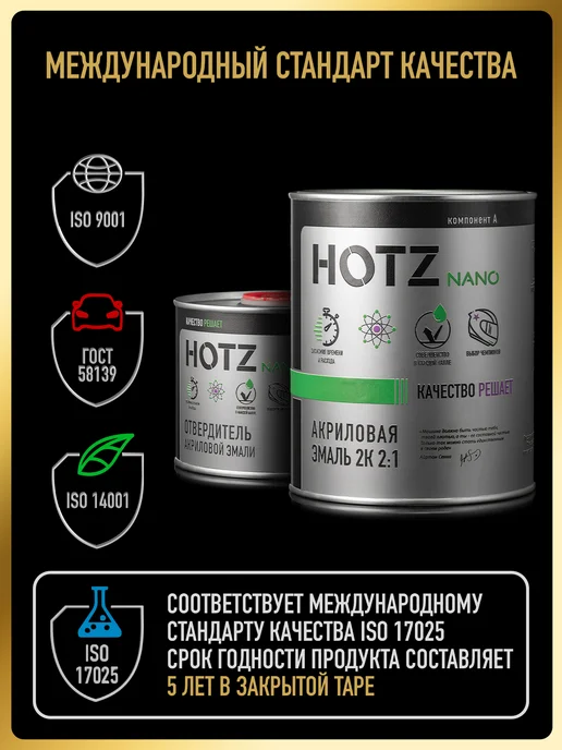 HOTZ Акриловая краска 2К 2 1,Белый 040, Эмаль+отвердитель, белый, фото 4