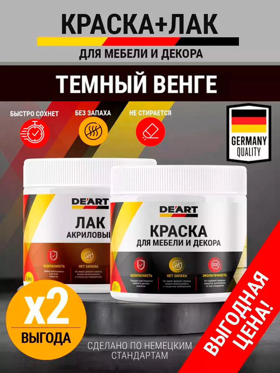 Краска для мебели и декора венге тёмный(+лак акриловый)