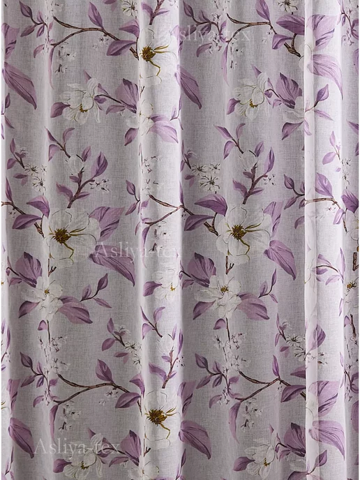 Asliya-tex Тюль под лен 200х250 см в гостиную и спальню с цветами, 200x250 см, фото 2