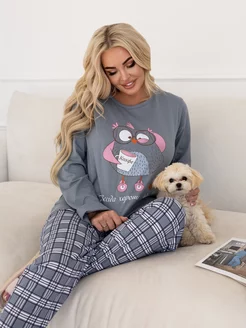 Пижама со штанами теплая с начесом ROSE Pajamas 253983766 купить за 1 316 ₽ в интернет-магазине Wildberries