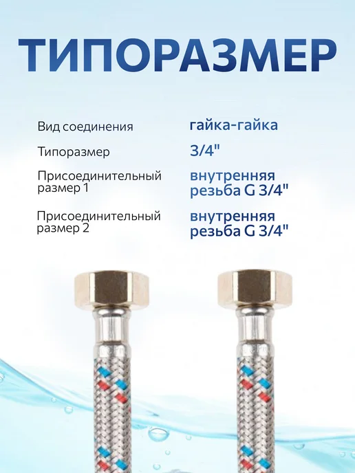 AV engineering Гибкая подводка для воды гайка-гайка 3 4" 100 см AVE204100, серый, фото 2