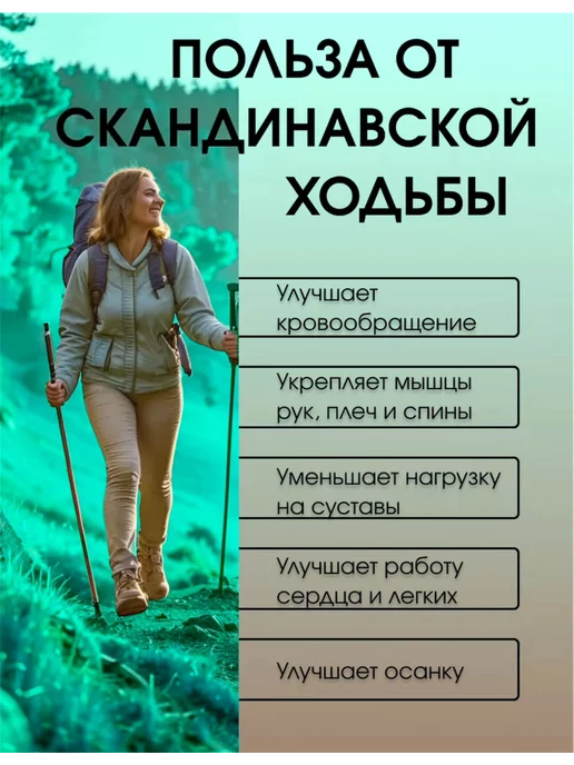 Палки для скандинавской ходьбы, синий, фото 2