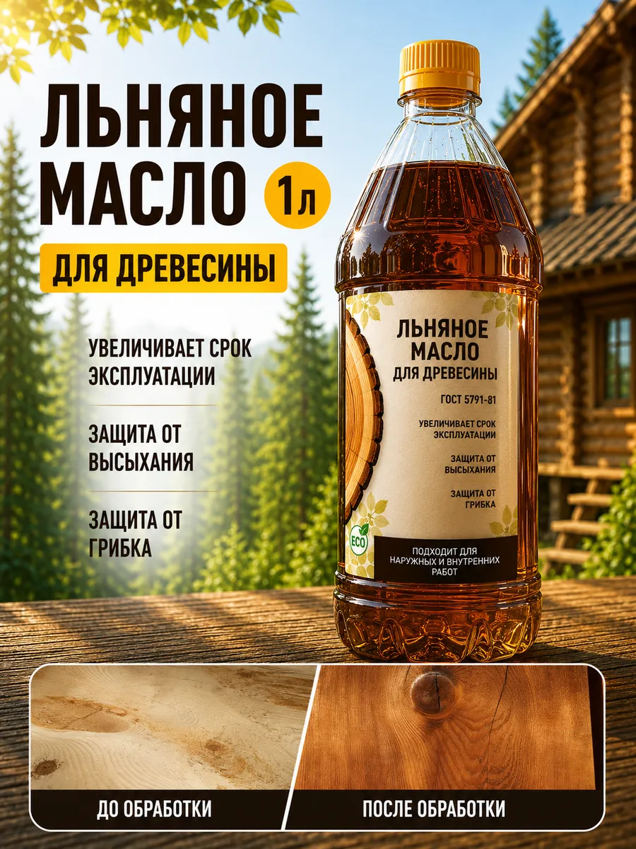 Масло льняное для древесины 1л