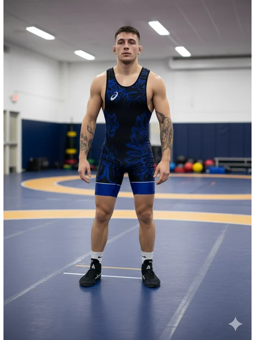 ASICS Трико борцовское детское, синий, фото 2