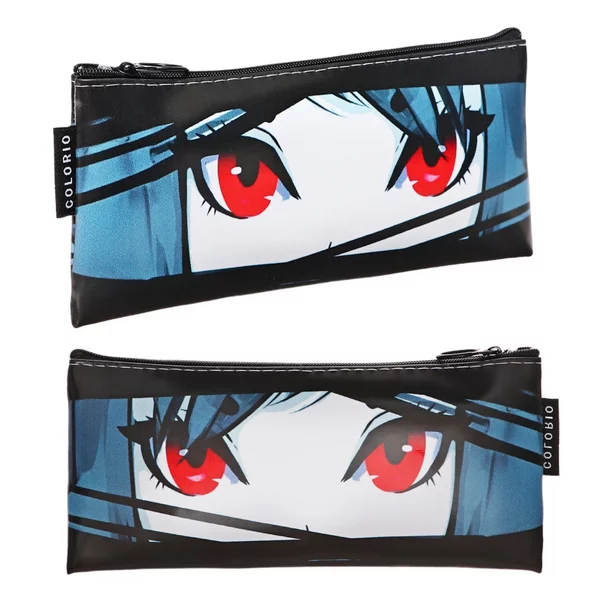 Пенал мягкий, серый, Аниме глаза