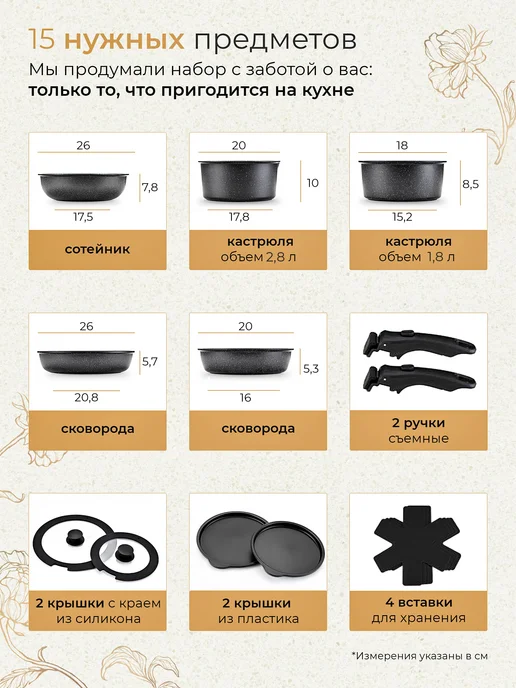 Torvello Набор кастрюль и сковородок с крышками, черный, фото 6