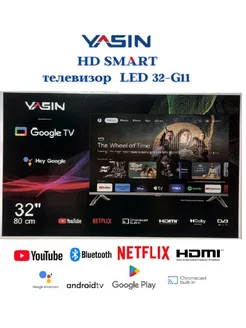 Телевизор безрамочный Смарт ТВ 32G11 81см с Wi-Fi Google TV Yasin 254451901 купить за 13 484 ₽ в интернет-магазине Wildberries