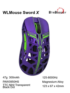 Игровая мышь Sword X, фиолетовый TTC 47g PAW3950HS 8000Hz Wlmouse 254494305 купить за 16 352 ₽ в интернет-магазине Wildberries