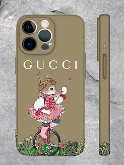 Чехол на iPhone 13 Pro Max принт Gucci цвет серый