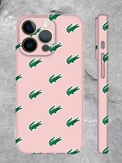 Чехол на iPhone 13 Pro Max принт Lacoste цвет бежевый