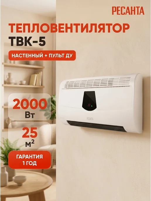 Тепловентилятор настенный для дома электрический ТВК-5