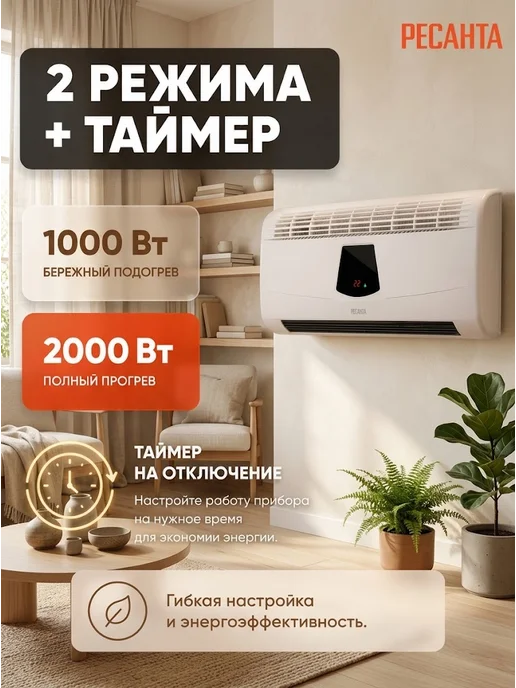 Тепловентилятор настенный для дома электрический ТВК-5 — фото 3