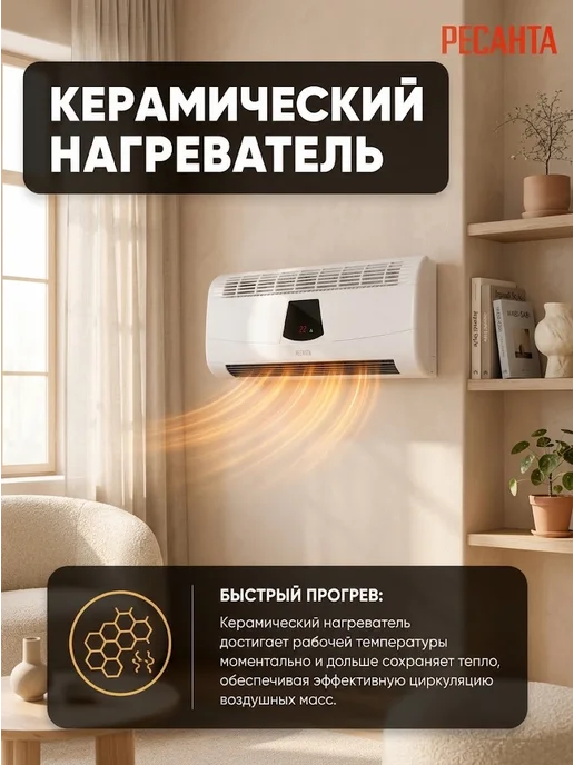 Тепловентилятор настенный для дома электрический ТВК-5 — фото 4