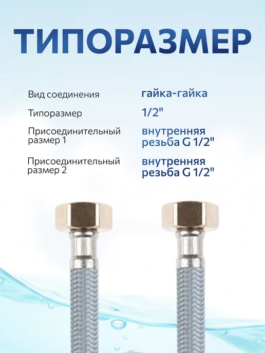 AV engineering Гибкая подводка для воды гайка-гайка 1 2" 150см AVE208150, серый, фото 2