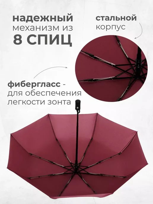 Umbrella World Зонт автомат легкий антиветер, красный, фото 5