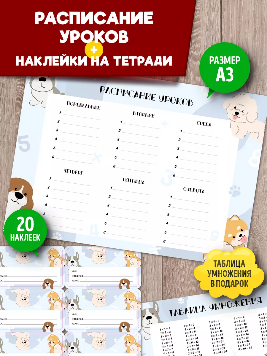 Расписание уроков многоразовое и наклейки для подписи