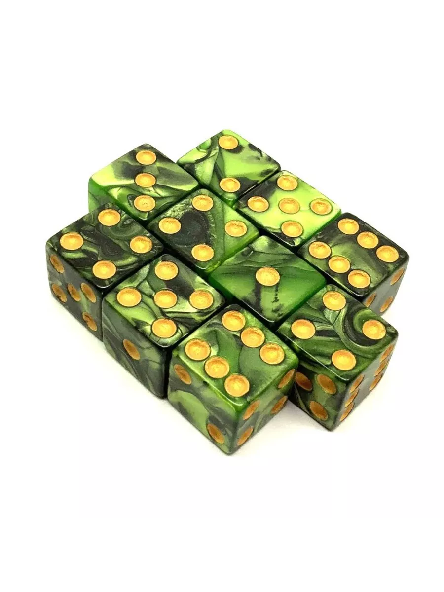 Кубики D6 "Зеленый Дракон" 16мм - Игральные кости
