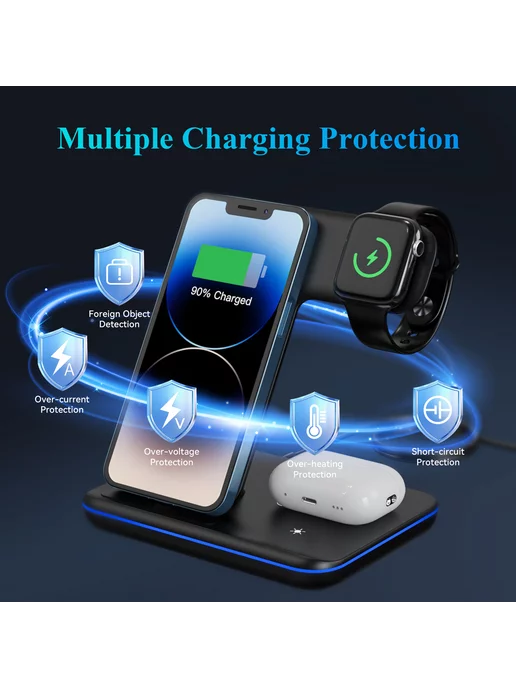 minthouz 3-in-1 Wireless 15W Fast Charge Station with Adapter, 15 Вт, фото 7