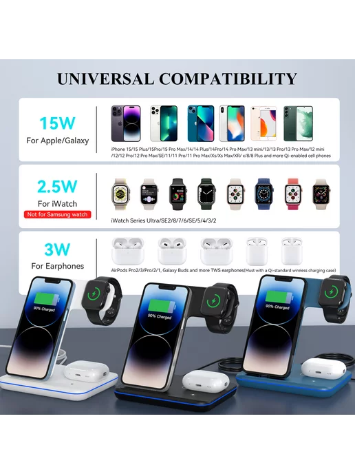 minthouz 3-in-1 Wireless 15W Fast Charge Station with Adapter, 15 Вт, фото 8