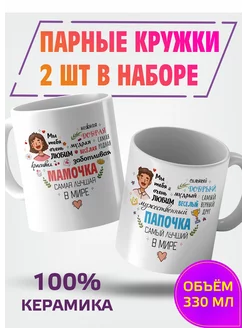 Парные кружки родителям маме и папе Омномном 254947676 купить за 450 ₽ в интернет-магазине Wildberries