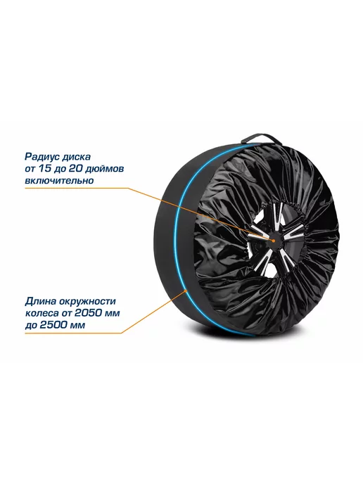 AUTOFLEX Чехлы для хранения автомобильных колес, полиэстер 600D, 4шт, 4 шт, фото 3