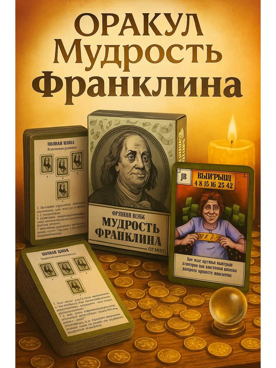 Гадальные игральные карты Оракул денег Мудрость Франклина