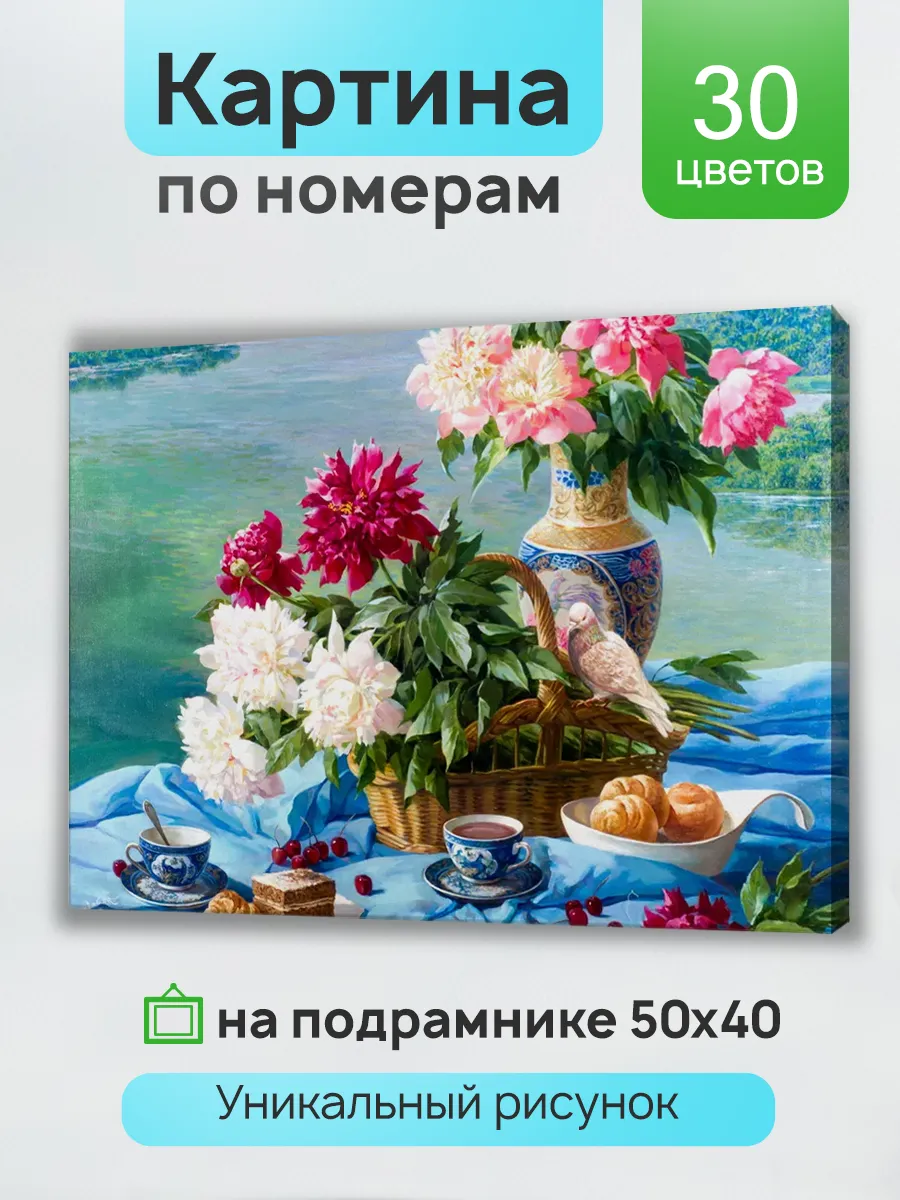Картина по номерам на холсте Цветы