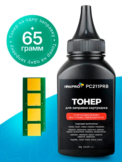 INK PRO Заправочный комплект тонер для принтера Pantum PC-211RB, вариант, фото 2