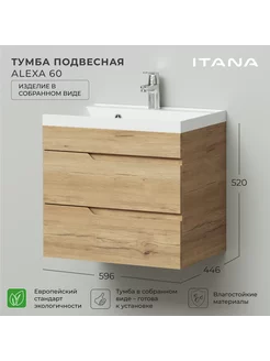 Тумба под раковину подвесная Alexa 60 596х446х520 Итана 255073883 купить за 13 536 ₽ в интернет-магазине Wildberries