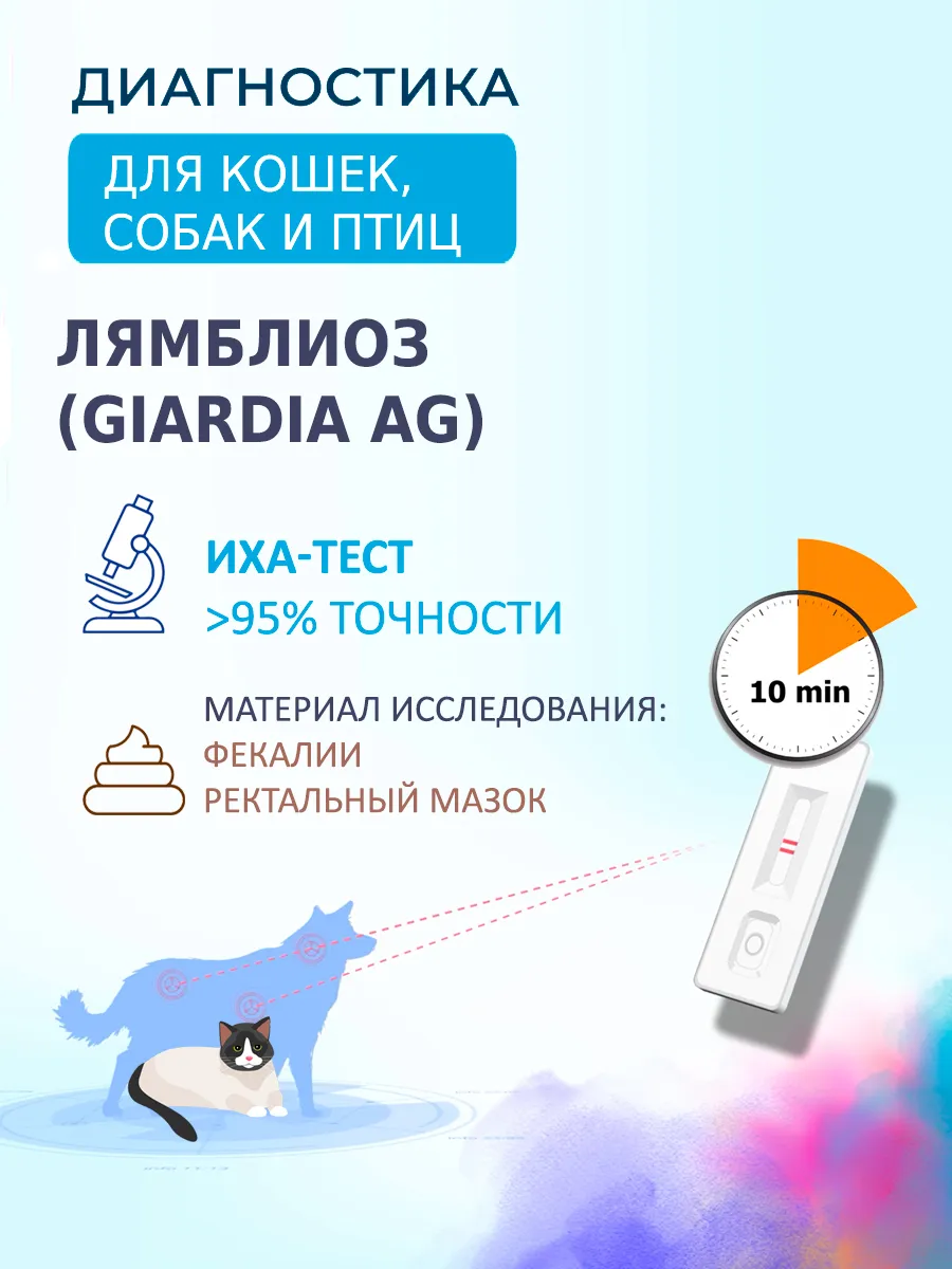 Экспресс - тест для кошек, собак на лямблиоз (Giardia Ag)