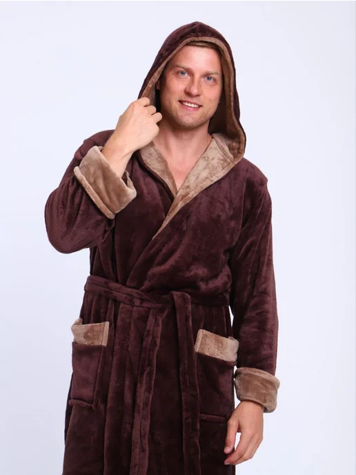 SIDRA TEXTILE Халат мужской, коричневый, фото 2
