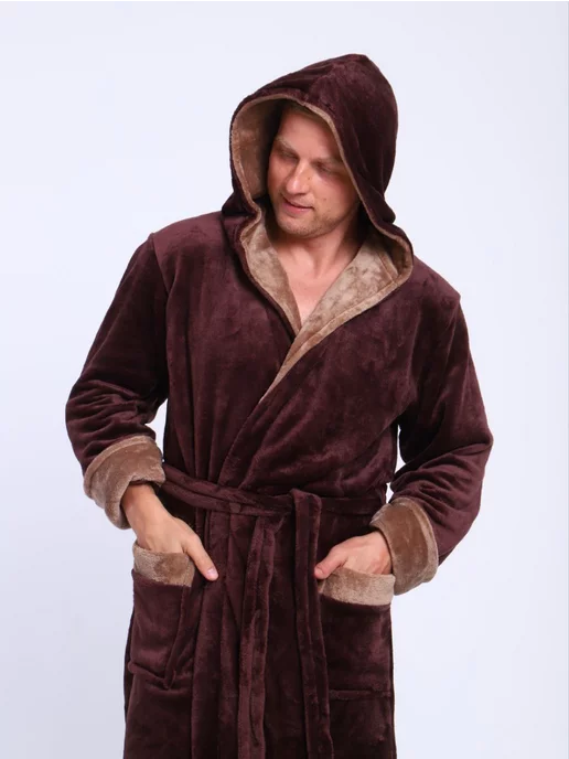 SIDRA TEXTILE Халат мужской, коричневый, фото 5