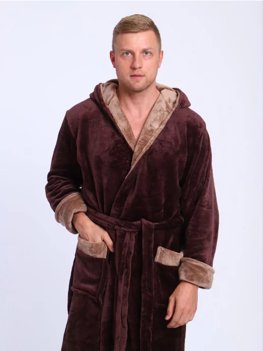 SIDRA TEXTILE Халат мужской, коричневый, фото 7