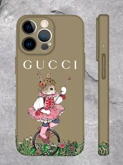 Чехол на iPhone 14 Pro Max принт Gucci цвет серый