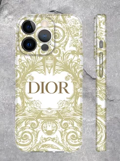 Чехол на iPhone 15 Pro Max принт Dior цвет золотистый