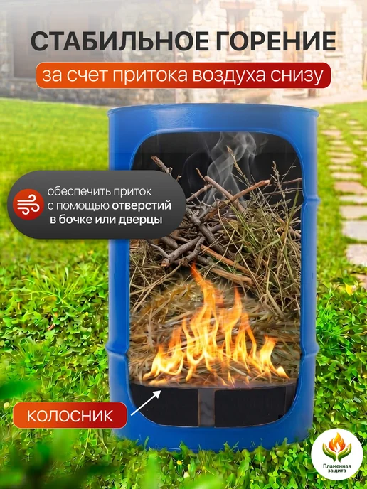 Пламенная Защита Решетка колосник в бочку для сжигания мусора 3 мм, вариант, фото 2