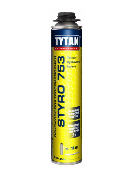 Titan Professional Полиуретановый клей-пена для теплоизоляции STYRO 753, 1шт, 1 шт, фото 2