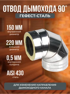 Отвод-термо 90*, 150х220, AISI 430 430, 0,5мм 0,5мм